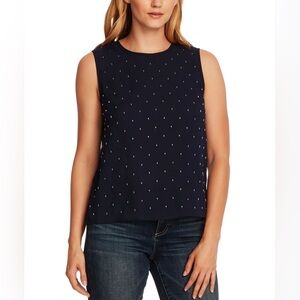 VINCE CAMUTO Navy Sleeveless Tank Style Top Size: L